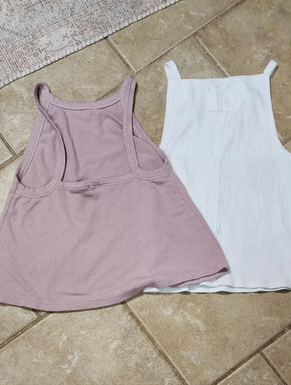 Free People‎ We The Free Ribbed Tank Pair in Pink and White